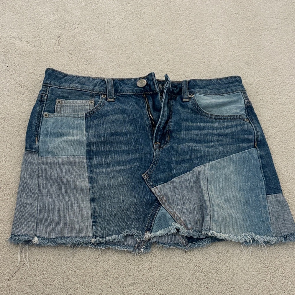 American Eagle Patchwork Denim Mini Skirt